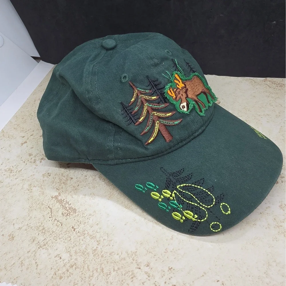 Forest Green Teslin Yukon Moose Hat Cap Strapback USA Polar Youth